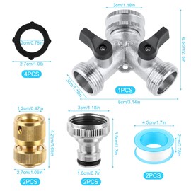 TDUNSYA 2 Wege Verteiler Wasser 3/4 Zoll, Schlauchverteiler 2 Wege, Y-Verteiler Zulaufschlauch, Schlauchanschluss Wasserhahn, Adapter Gartenschlauch Auf Wasserhahn, Für Küche Garten Waschmaschine