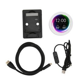 Computer Temp Monitor 2.8in Round LCD HD Micro USB Dimmable Plug and Play PC CPU Data Monitor for Water Cooling System