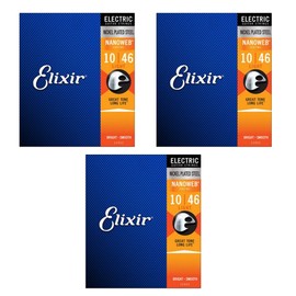 Elixir Electric Nanoweb 12052 Light 10-46 Electric Guitar Strings 3-Pack w/Bonus Elixir Pick