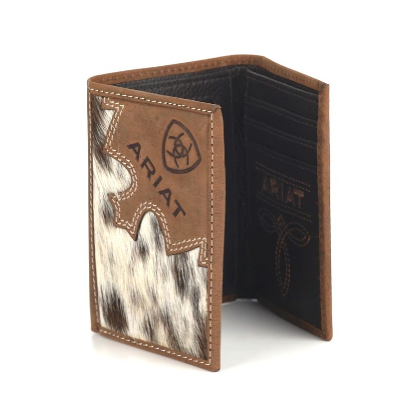 ARIAT Trifold Brindle Calf Hair Wallet, Brown