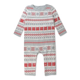 HonestBaby Romper Coverall Sets One-piece Jumpsuit Organic Cotton for Infant Baby Boys, Girls, Unisex, Jumbo Fair Isle, 0-3 Months