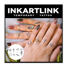 INKARTLINK Cell Colored Jagua Tattoo Stickers 2 Weeks Set of 3 Cute Waterproof Tattoo Stickers Tattoo Stickers Long Lasting Temporary Tattoos Trendy Women Men Men Cross Flowers Fireworks North Star