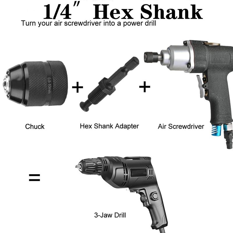 Keyless Drill Chuck 0.8-10mm 3/8-24UNF Quick Change Adapter for SDS