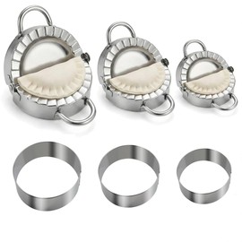 304 Stainless Steel Dumpling Maker Set - Professional 6-Piece Dumpling Press & Empanada Mold Kit (2.9", 3.3", 3.7") Heavy Duty Rust-Proof Pierogi Maker for Gyoza & Ravioli Dishwasher Safe