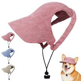 OFFCUP Dog Baseball Cap, Adjustable Summer Dog Sun Protection Hat with Ear Holes, Pet Cat Hat Visor Cap, Lightweight Puppies Bucket Hats for Puppy Small Medium Large Dogs Cats (Pink, L)