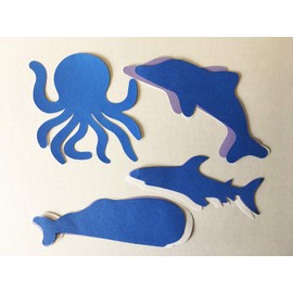 5.5” Ocean Large Creative Cut-Out Set, with Octopus, Dolphin, Whale and Shark, 31 Cut-Outs per Design in a Pack for Classroom Décor, Ocean Theme and Craft Activities for Kids