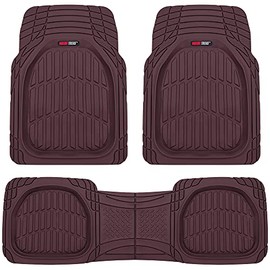 Motor Trend 923-BD Burgundy FlexTough Contour Liners-Deep Dish Heavy Duty Rubber Floor Mats for Car SUV Truck & Van-All Weather Protection, Universal Trim to Fit
