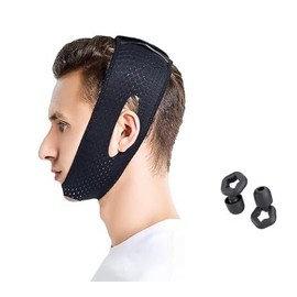 Kinnband Schlafapnoe, Kinn Maske zum Schlafen, Anti Schnarchen Kinnriemen, Kinnband Straffen Sie Die Haut und Verbessern Sie Den Schlaf für Männer und Frauen, Schwarz