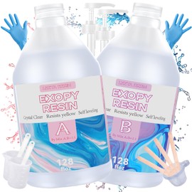 LEEYA RESIN 2 Gallon Epoxy Resin Kit with Pumps, Crystal Clear Epoxy Resin High Gloss No-Yellowing Resina Epoxica for Casting Coating, Countertop, Table top, Bar, Craft Resin Epoxy Wood Filler