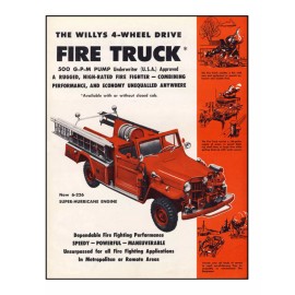 Willys Jeep Fire Truck Apparatus Vintage Brochure Ad Reproduction Print 8.5x11"