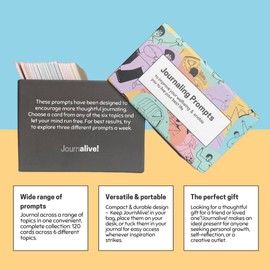 Journalive! 120 Journal Prompts Cards - Inspirational & Creative Writing to Calm Anxiety, Improve Mental Health Wellbeing & Mindfulness, Manifest Growth via Self-Reflection, Self-Care & Self-Discovery