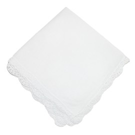 CTM® Women's Cotton Bonnie Lace Handkerchief, White