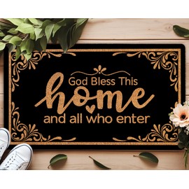 YSYTMAT Bless This Home Doormat - Christian Funny Welcome Mat with Non-Slip Waterproof Back, Large 17x30 Inch for Front Door & Office Entrance, Black Faith-Based Indoor Outdoor Rug