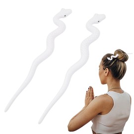WEBEEDY 2 Stück Weiße Schlangenhaar Stick Aus Kunststoff Schlangenhaarnadel Für Dutts Dunkle Gothic Kopfbedeckung Tierhaarnadel Für Frauen Lange Haaraccessoires Valentinstag Geschenke 18x1cm