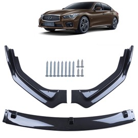 MUCO 3PCS New Front Bumper Front Lips Compatible with Infiniti Q50 Base 2018 2019 2020 2021 2022 2023 2024 Car Front Spoiler-Carbon Fiber Look Front Spoiler Not Fit Q50 Sport