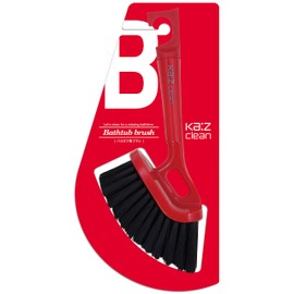 Nihon Clean Tech Ka:z Clean Bath Tub Brush, Red, Width 4.7 x Depth 3.9 inches (12 x 10 cm), Total Length 10.6 inches (27 cm), Round Head, Bathtub, Water Scale Cleaning