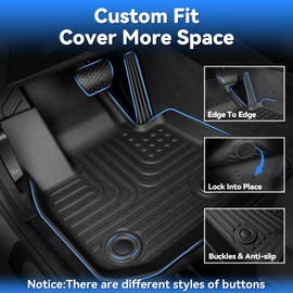 Hutisya-Floor Mats & Cargo Liner with Backrest Set Fit for Nissan Armada 7 Seats 2025 All Weather Protection Anti-Slip & Durable TPE Full Set Liners Automotive Accessories-Black