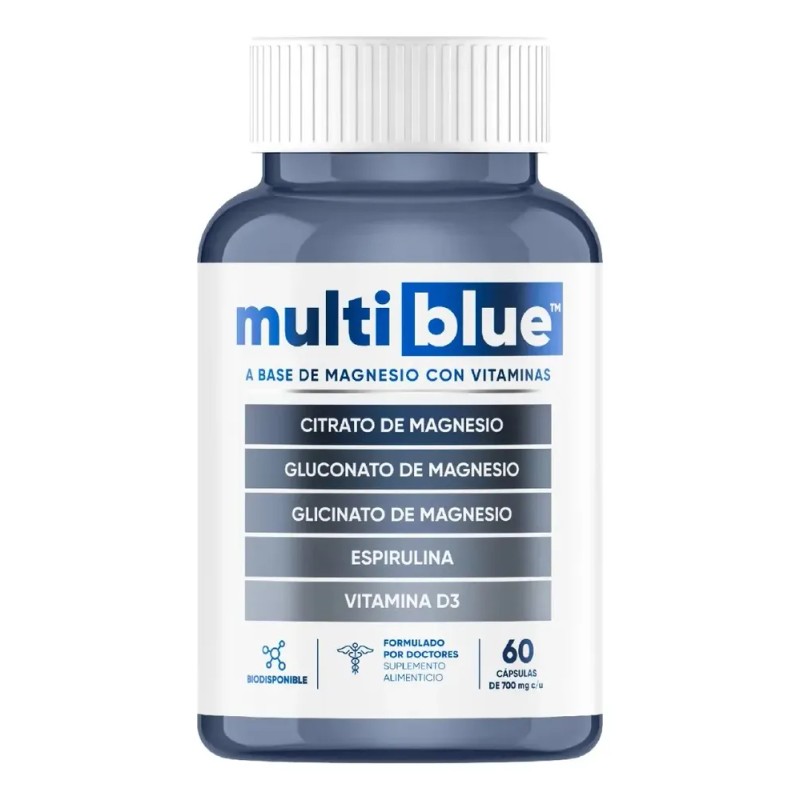 Multiblue Magnesio Con Vitaminas Fortalece Huesos 60caps