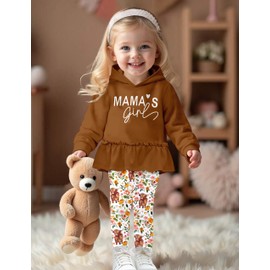 Baby Girl Clothes 18-24 Months Girls Clothing Long Sleeve Pullover Hoodie Floral Pants Baby Girl Outfits 2 Piece Toddler Clothes for Girls Brown