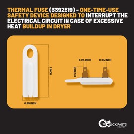 Quick Parts Delivery Dryer Repair Kit - 3387747 Heating Element, 279816 Thermostat Kit, 279973 3392519 Thermal Fuse