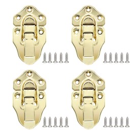 Cionyce 4 Pack Chest Latches Hardware Gold Hasp Latch Vintage Luggage Latch Chest Trunk Latch(Gold)