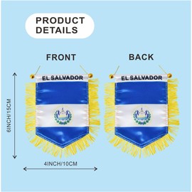 Salvador Hanging Flag with Suction Cup Double Sided Mini 4x6 Inch Salvadoran Banner Decorations for Car Home Wall Door Window