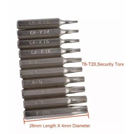 Torx Micro Bit Driver Set Security Torx T3 T4 T5 T6 T7 T8 T9 T10 T15 T20 10 PCSX