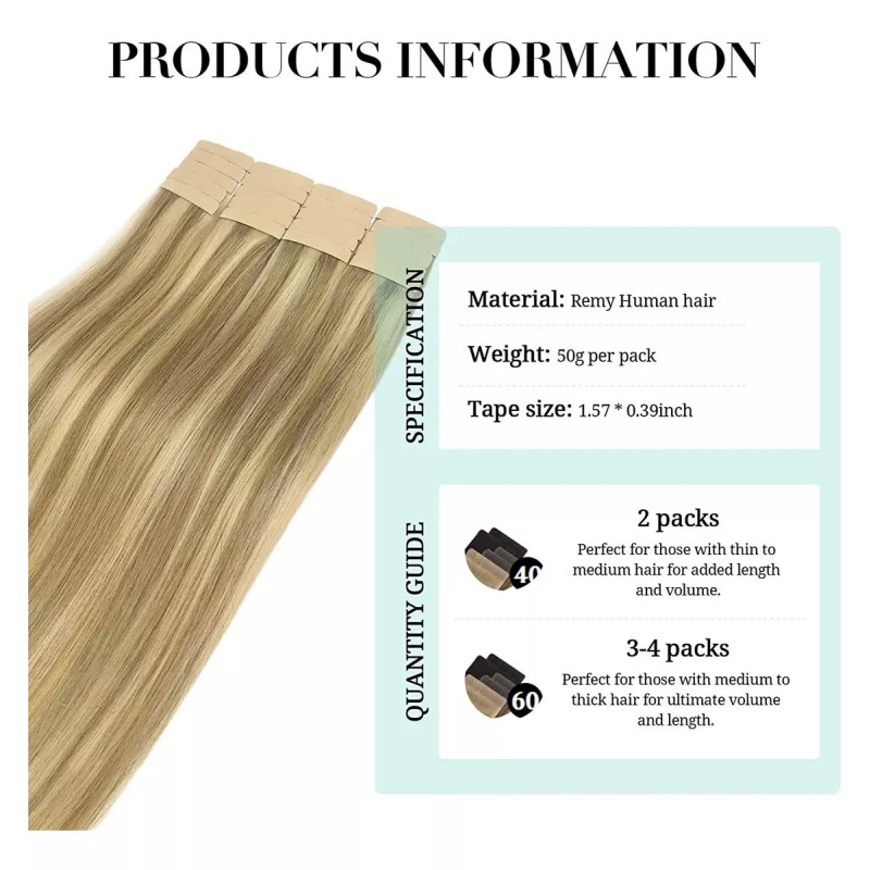 Doores Extensiones Cabello Natural Balayage Rubio Resalta 14in 50gr