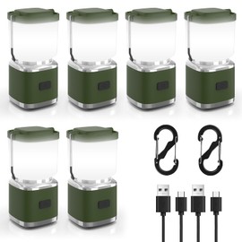 LED Camping Lantern Rechargeable, 2000LM Small Camping Lights Lantern with Redlight&20Hours Runtime&Stepless Dimming, Hurricane Emergency Lights for Power Outages, Waterproof, Camping Essentials,6pcs
