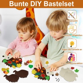 8 Pieces Craft Sets for Children Autumn, Craft Autumn Hedgehog Owl Squirrel Fox Maple Leaf Wreaths, Autumn Crafts Foam Rubber Craft Set for Autumn Decoration, Boys Girls Gift 3-12 Years