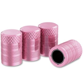 CKAuto Tire Valve Stem Caps, Pink, 4 pcs/Pack, Anodized Aluminium Tire Valve Cap Set, Corrosion Resistant, Universal Stem Covers for Cars Trucks Motorcycles SUVs and Bikes (Pink)