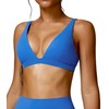 FEOYA Women Low Medium Impact Sports Bra Deep V Neck