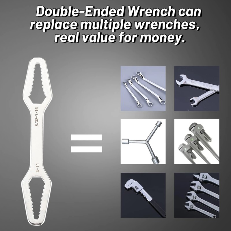 LEONTOOL Carbon Steel Universal Wrench, 4-11mm, Adjustable, Chrome Plated