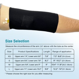 Arm PICC Line Sleeve Protector, Elbow Breathable Cast Nursing Cast Cover Supplies for Arm Circumference (XS, Black)