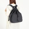 [Throw] Span Nylon draw string day pack Backpack 586S127P, Black