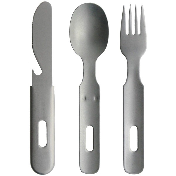 Nagao Tsubamesanjo Camping Outdoor Cutlery Set, 3 Pieces, Knife, Spoon, Fork, Aged, Made in Japan