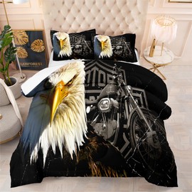 ZZXHG Queen Comforter Set, 3D Eagle Comforter for Queen Size Bed, Soft Warm Bedding Set 3 Pieces for All Seasons, 1 Comforter (90"" x90) and 2 Pillow Shams (20"x30")