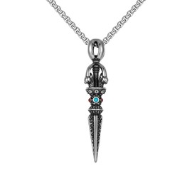 UMtrade Tibetan Buddhist Necklace Evil Warding Off Pendant Men Women Stainless Steel Vajra Falling Magic Pestle Jewelry, Stainless Steel, No Gemstone, YML-NE0044