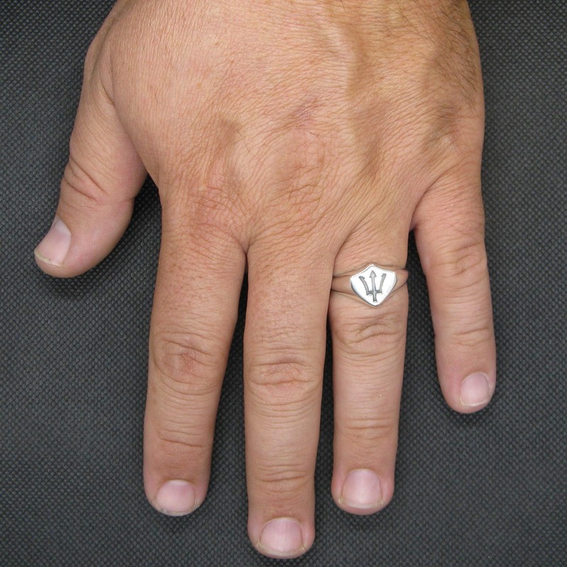 Sterling Silver Ring Poseidon Symbol Trident Solid Genuine Hallmarked 925