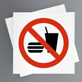 Food or Drink Prohibition Pack of 2 19 x 19 cm Regulation Eating or Drinking Prohibited (Food or Drink Prohibited)