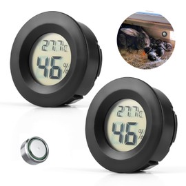 LCD Digital Hygrometer Thermometer, Reptile Thermometer, Humidity Meter for Greenhouse Dehumidifiers Humidifiers Basement Babyroom Home Office, Switchable Celsius/Fahrenheit Black (2)