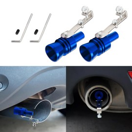 QZTYTY 2PCS Turbo Sound Whistle Simulator, Car Turbo Whistle Car, Aluminum Alloy Universal Turbo Sound Exhaust Muffler Pipe Whistle, Automotive Replacement Exhaust Mufflers Fit Car Truck (Blue)