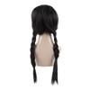 Black Long Double Braid Wig Synthetic Simulated Scalp Heat Resistant