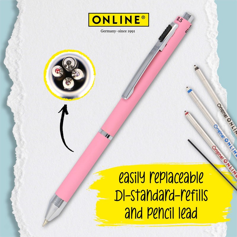 Online multipen 4-in-1 Rose | Multicolour Ballpoint Pen & Pencil