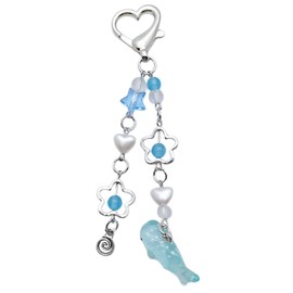 Maxtonser Cute Whale Keychain Pendant Exquisite Whale Keyring Y2K Sweet Cool Hollow Flower Keyholder For Birthdays Valentines Day,Blue