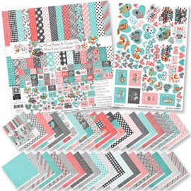 Paper & Sticker Kit - Be Mine - Valentines Day - 20 Double-Sided 12x12 Papers with 39 Designs & 1 8X12 Sticker Sheet - Scrapbooking Card Making Crafting - by Miss Kate Cuttables