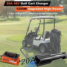 20 AMP 48 Volt Golf Cart Battery Charger for Yamaha G29 with 3-Pin Leaf Plug 48V 20A 1250W Lead-Acid Battery Charger IP67 Waterproof