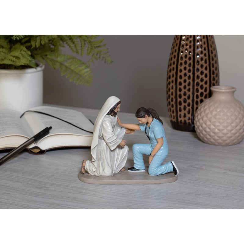 Dicksons Praying Nurse with Jesus 5 x 6 Resin Decorative