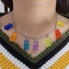 Creative Cute Gummy Bear Necklace Colorful Resin Bear Pendant Layered