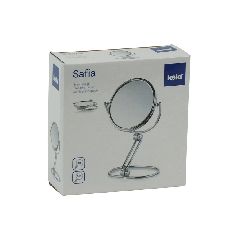 Kela 20625 Standspiegel, 1-/5-fach Vergrößerung, Ø 14cm, Metall, Safia, Verchromt